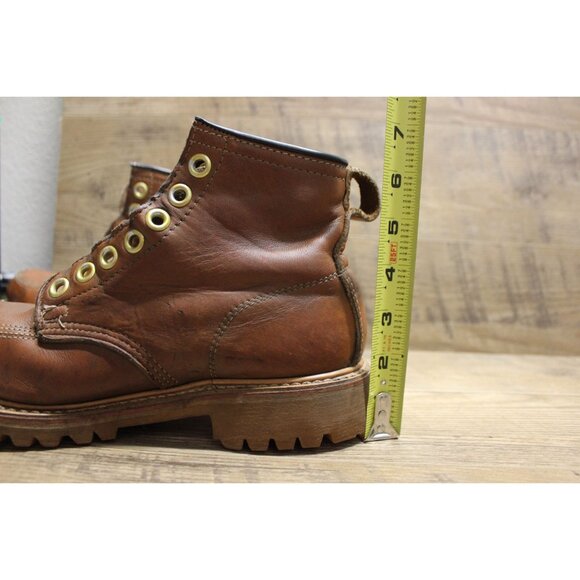 Safety and Supply co vintage men\'s brown leather moc toe 7 eye work‎ boots 6-6.5 main image 9